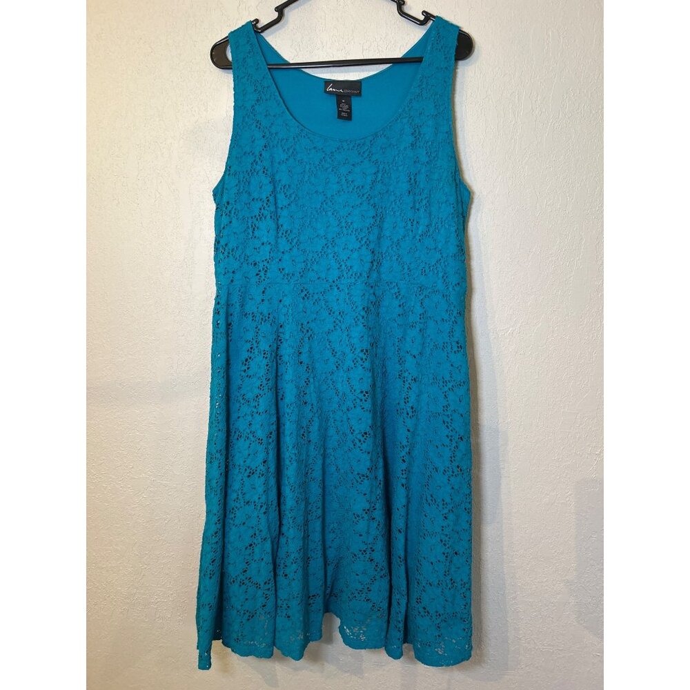 Lane Bryant Blue Lace Midi Dress